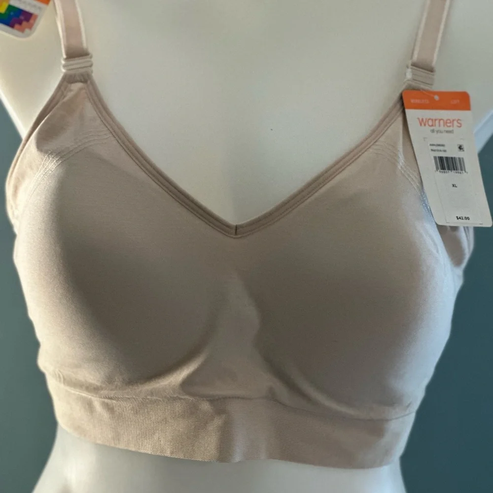 Warner's Cream Wireless Bra Seamless Comfort XL NEW